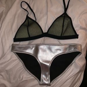 TRIANGL swimwear holographic green mesh bikini